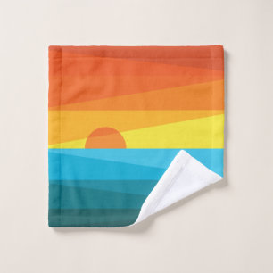 Schöne Sonnenuntergänge und Meereswellen Waschlappen