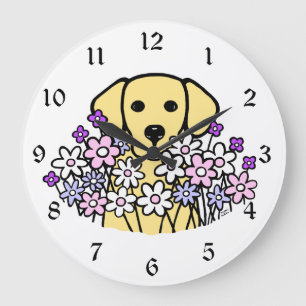 Schöne Soul-Gelb-Labrador-Illustration 2 Große Wanduhr