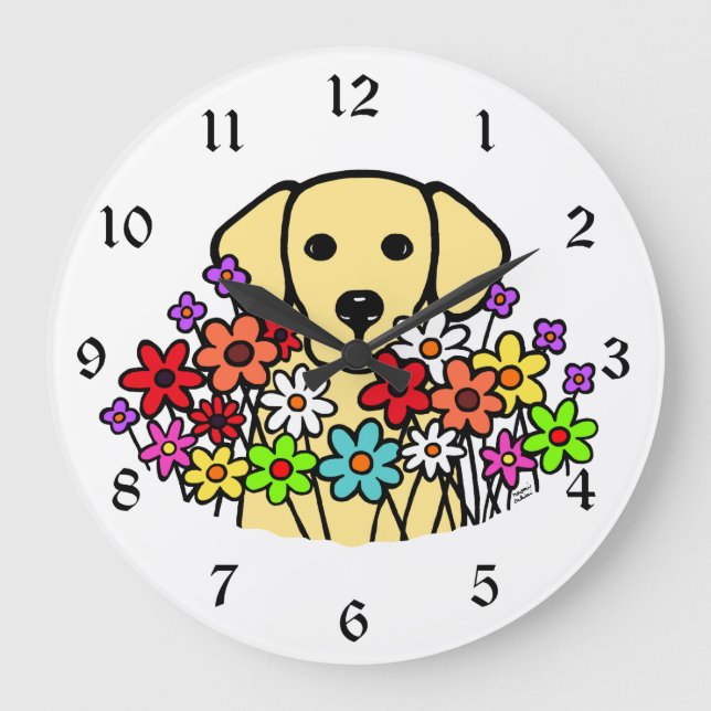 Schöne Soul-Gelbe Labrador-Illustration Große Wanduhr (Vorderseite)