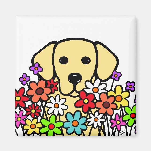 Schöne Soul-Gelbe Labrador-Illustration Magnet (Vorne)