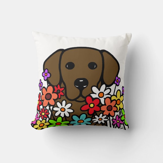Schöne Soul-Schokoladen-Labrador-Illustration Kissen (Vorderseite)