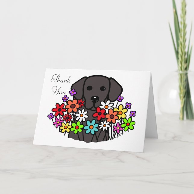 Schöne Soul-Schwarz-Labrador-Illustration Dankeskarte (Vorderseite)