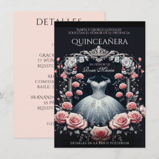 Schöne Spanische Rose Quinceñera Einladung