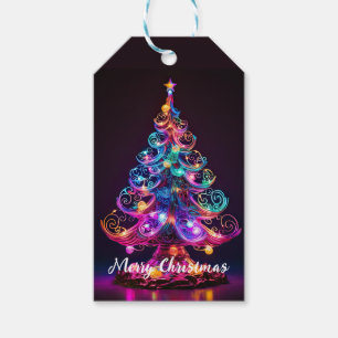 Schöne Sparkling Neon Christmas Tree Holiday Geschenkanhänger
