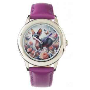 Schöne Sphynx Cat & Blume Armbanduhr