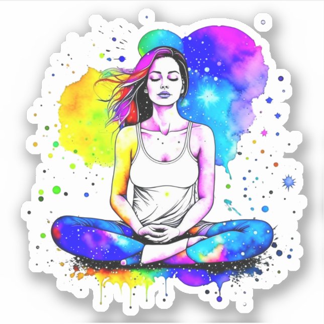 Schöne spirituelle Kunst Lady Meditation Aufkleber (Vorderseite)