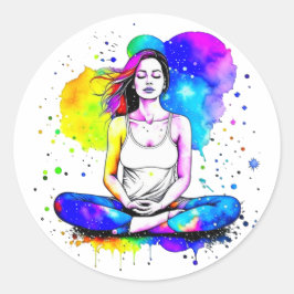 Schöne spirituelle Kunst Lady Meditation Runder Aufkleber