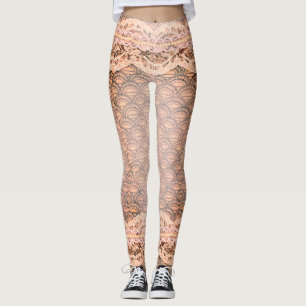 Schöne Spitze perlt Pfirsich rosa Legging Ostern Leggings