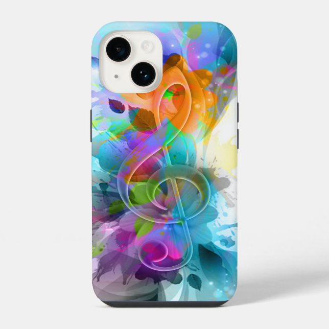 Schöne Spritzer Musiknote iPhone 14 Hülle (Rückseite)