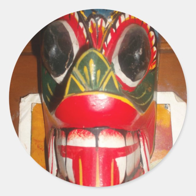 Schöne sri-lankische Kunst der traditionellen Feue Runder Aufkleber (Vorderseite)