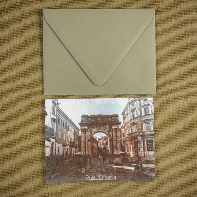 Schöne Stadt Pula Kroatien Malerei Postkarte (pula croatia istria city postcard)