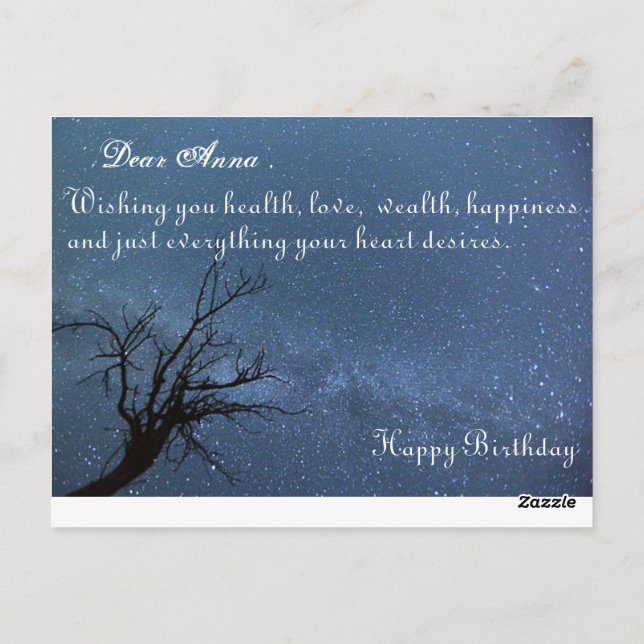 Schöne Starry night Happy Birthday Postkarte (Rückseite)