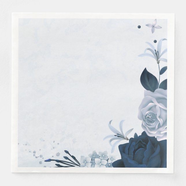 Schöne staubblaue Blume & Blätter Serviette (Vorderseite)