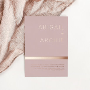 Schöne Staubige Rosa Roségold Minimalistische Hoch Folieneinladung
