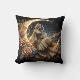 Schöne Steampunk-Frau auf dem Mond Kissen