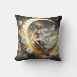 Schöne Steampunk-Frau auf dem Mond Kissen