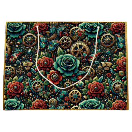 Schöne Steampunk Gears und Rose Große Geschenktüte