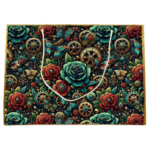 Schöne Steampunk Gears und Rose Große Geschenktüte