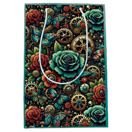 Schöne Steampunk Gears und Rose Mittlere Geschenktüte