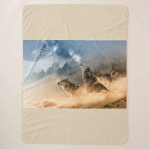 Schöne Stern-nebelige Nacht Wolfs Heulen Sherpadecke