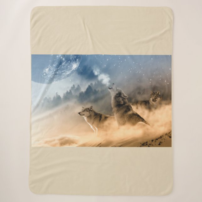 Schöne Sterne Foggy Night Wolfs Howl Sherpadecke (Vorderseite)