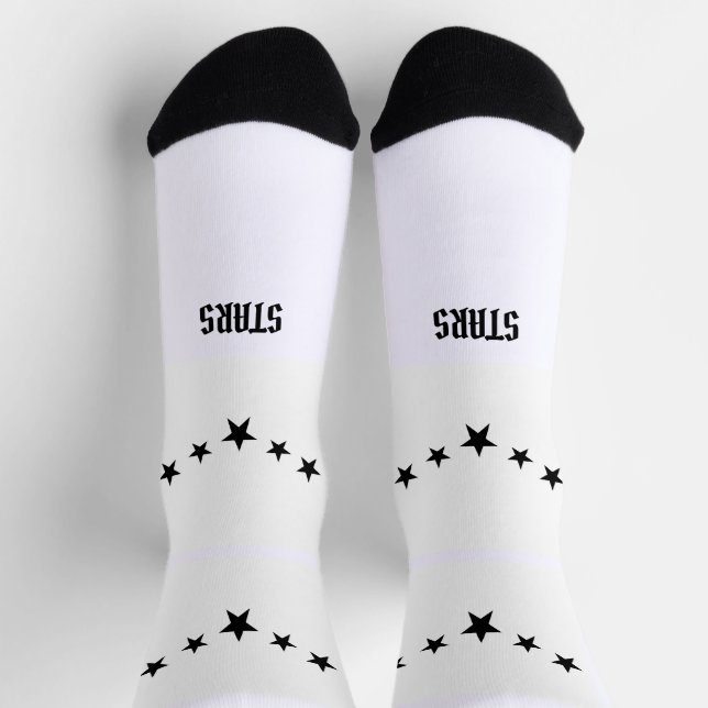 Schöne Sterne Text mit schwarzer Farbe Fünf Sterne Socken (Oben)