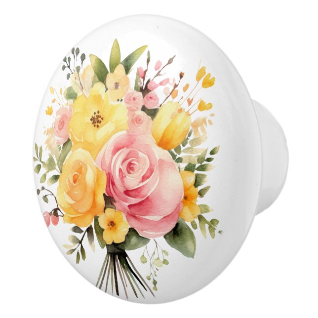 Schöne Stiele von Pfirsich und Rosen Keramikknauf (Rechts)