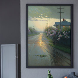 Schöne Stormy Street Scene Ai Art Poster