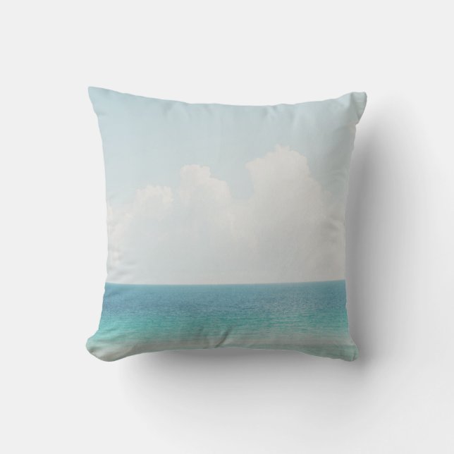 Schöne Strandfotografie Cool Blue Ocean Skies Kissen (Vorderseite)