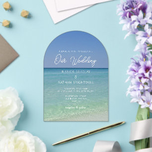 Schöne Strandfotografie Hochzeit am Meer Acryleinladungen