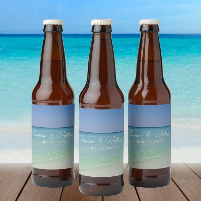 Schöne Strandfotografie Hochzeit individuell anpas Bierflaschenetikett (Von Creator hochgeladen)