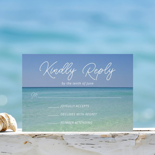 Schöne Strandfotografie Küstenhochzeit RSVP Karte (Von Creator hochgeladen)