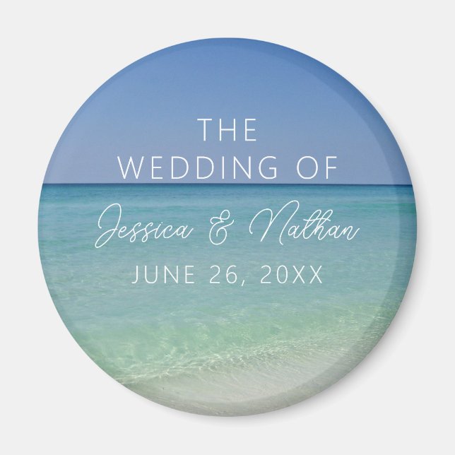 Schöne Strandfotografie Personalisierte Hochzeit Magnet (Vorne)