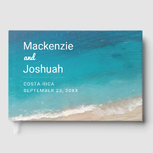 Schöne Strandhochzeit Modernes Minimal Türkis Gästebuch