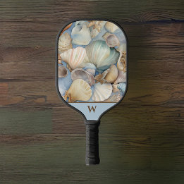 Schöne, strandige Wasserfarbe Meeresmuscheln Monog Pickleball Schläger