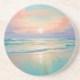 Schöne Strandlandschaft mit Sonnenuntergang Getränkeuntersetzer