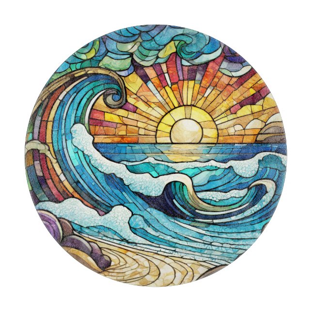 Schöne Strandszene Glasmalerei Schneidebrett (Vorderseite)