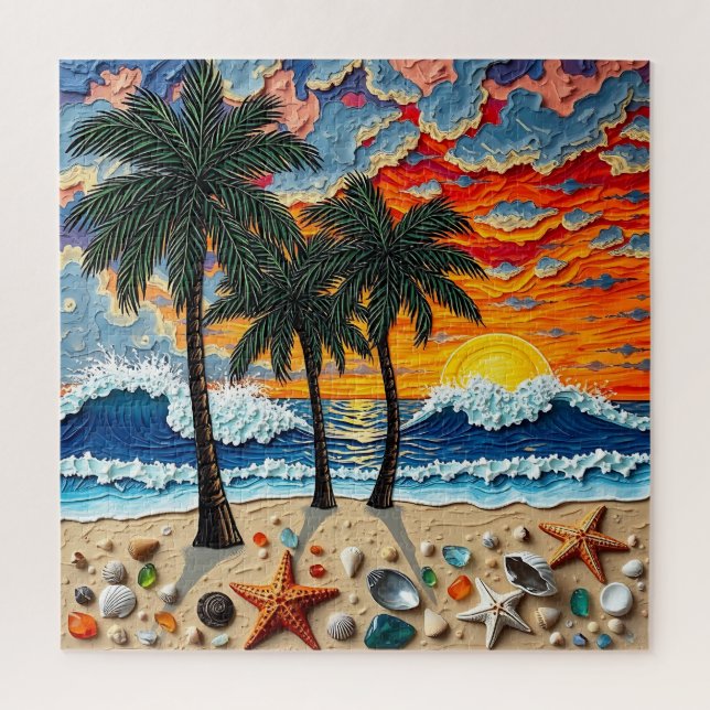 Schöne Strandszene mit Palmen (Vertikal)