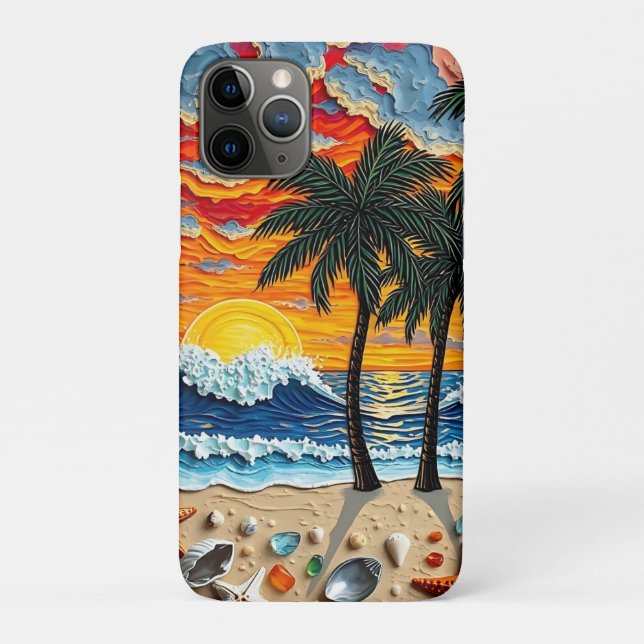 Schöne Strandszene mit Palmen   Case-Mate iPhone Hülle (Rückseite)