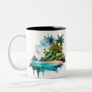 Schöne Strandwachen Sand Ocean Muscheln Zweifarbige Tasse