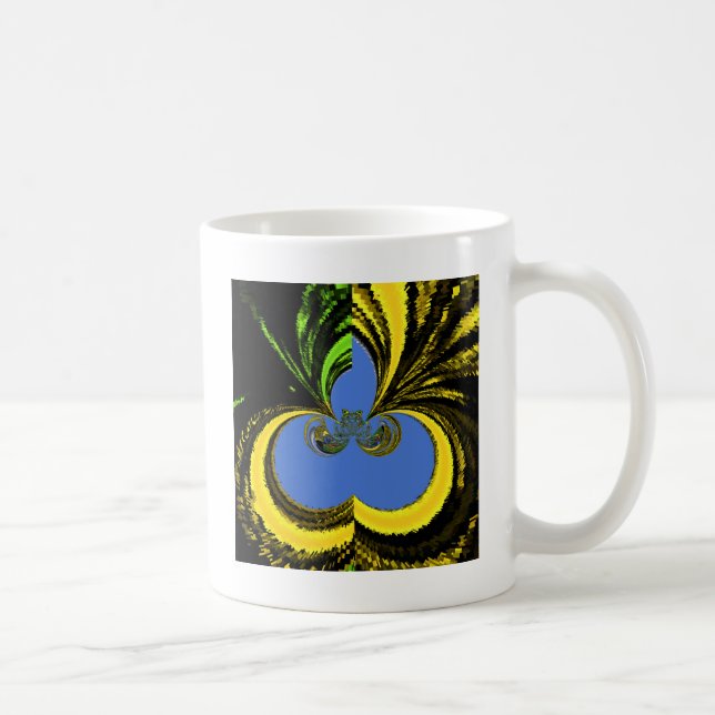Schöne Südafrikanisch Gelb und Blau Kunst Kaffeetasse (Rechts)