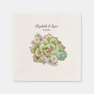 Schöne Sukkulationen Weiße Blume Hochzeit, Serviette