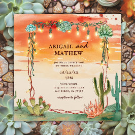 Schöne Sukkulent Cactus Sunset Boho Wedding Einladung