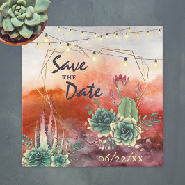 Schöne sukkulente Sonnenuntergang geometrische Hoc Save The Date
