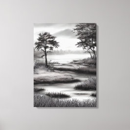 Schöne Summer Marsh Sketch Leinwanddruck