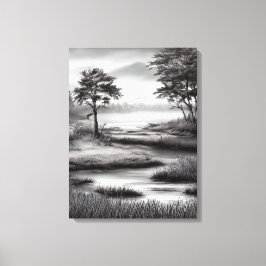 Schöne Summer Marsh Sketch Leinwanddruck