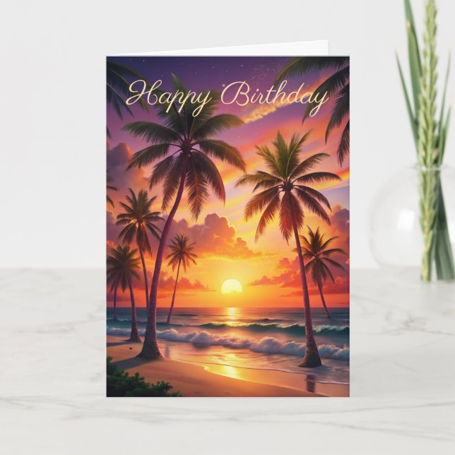 Schöne Sunset Birthday Card Karte (Vorderseite)