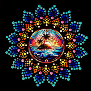 Schöne Sunset Dot Art Mandala Beilage Note Card Dankeskarte