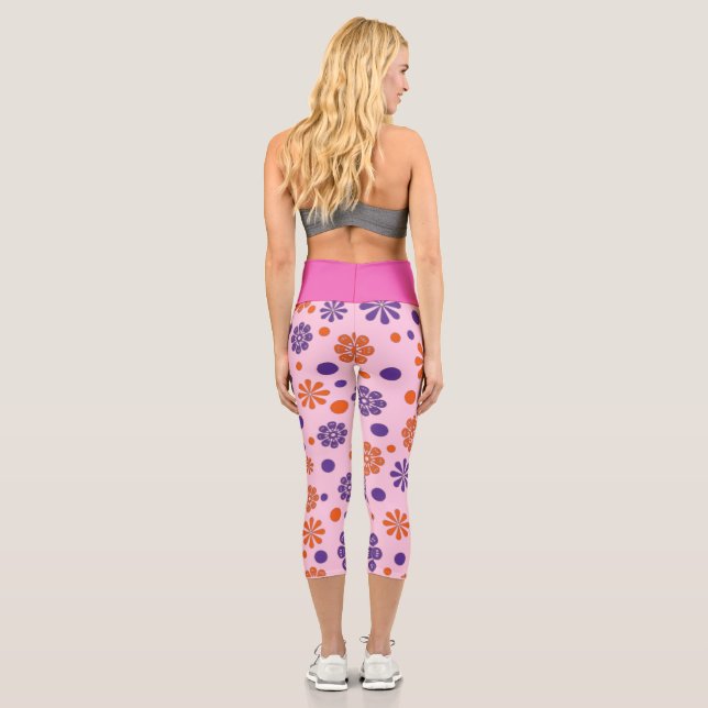 Schöne, süße Blume und Rose Muster Capri Leggings (Rückseite)