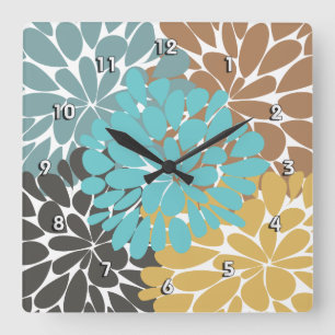 Schöne süße coole Mädchen Retro Blumen Mode Quadratische Wanduhr